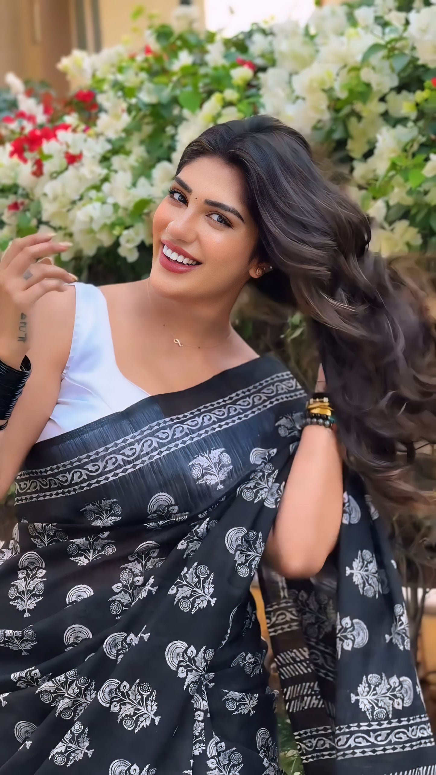 Black Cotton Ready-to-Wear Saree 432