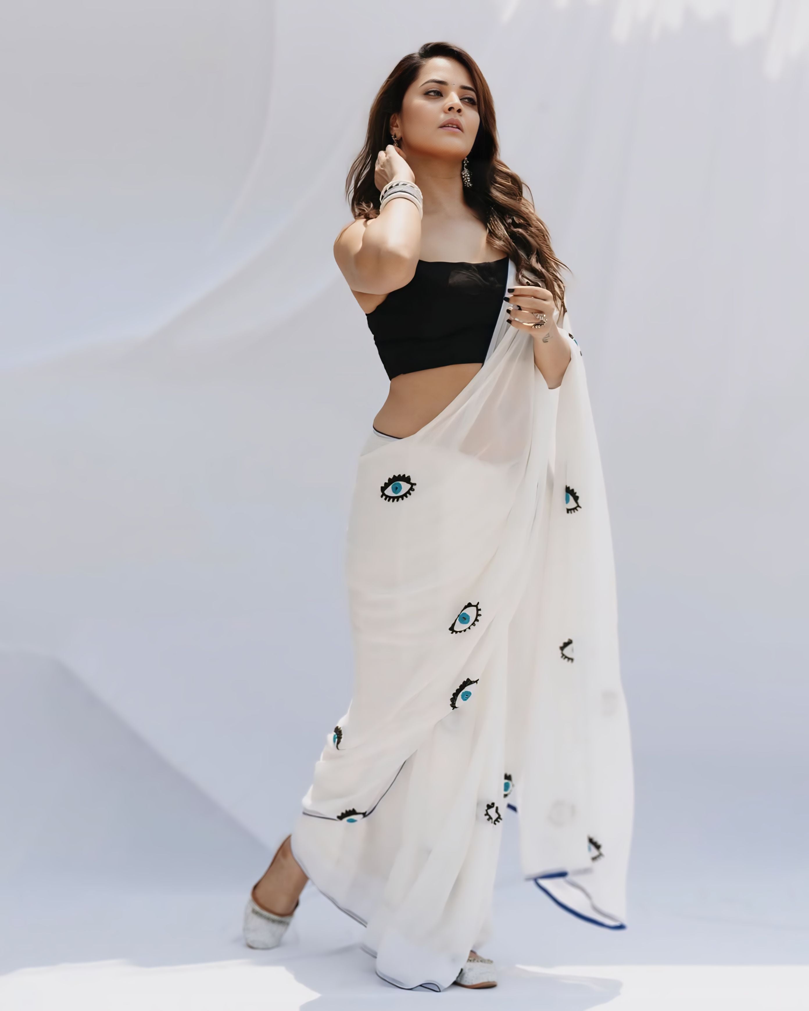 Evil Eye Printed Ready-to-Wear Saree - 435