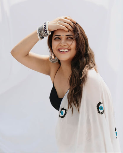 Evil Eye Printed Ready-to-Wear Saree - 435