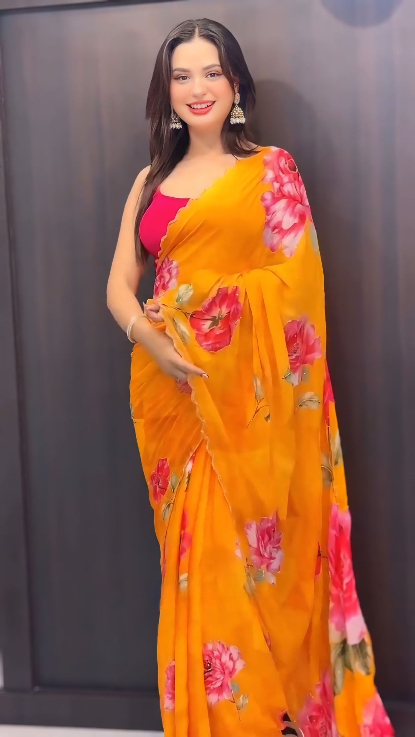 Yellow premium Ready-to-Wear Saree 436