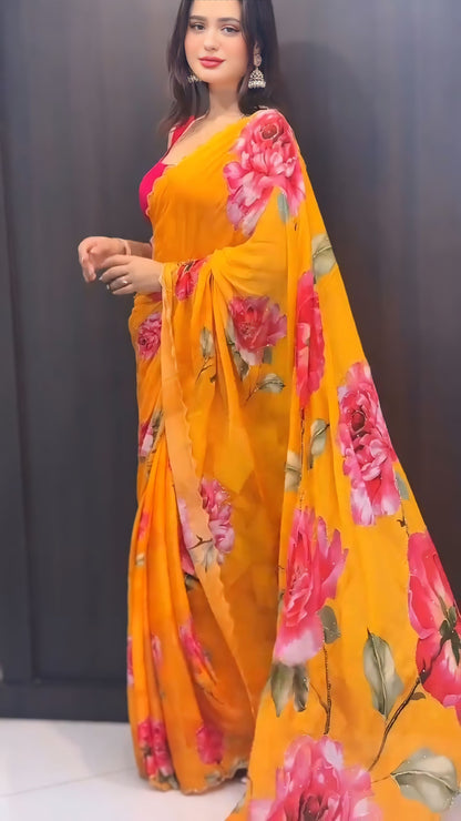 Yellow premium Ready-to-Wear Saree 436