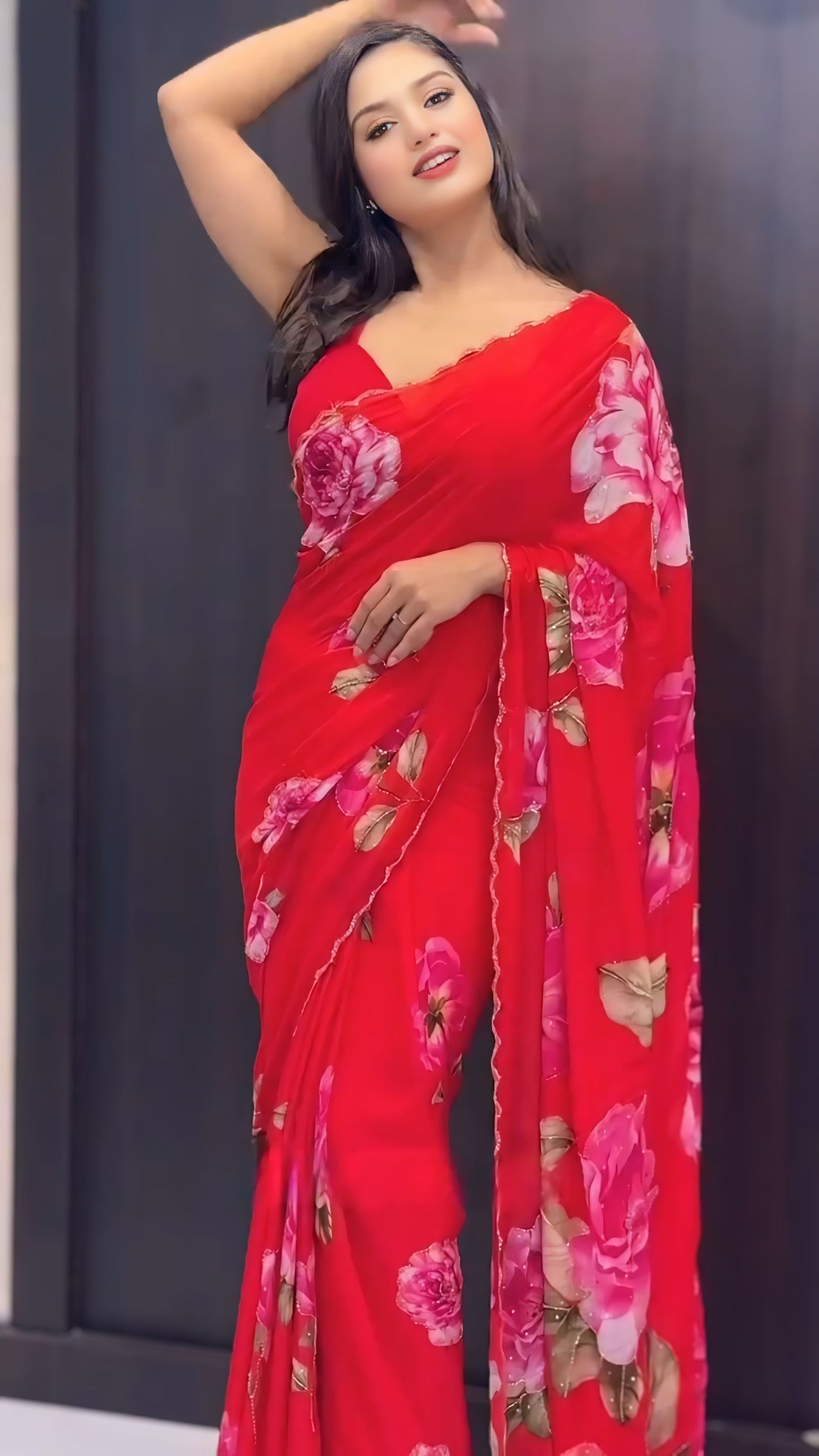 Red premium Ready-to-Wear Saree 436