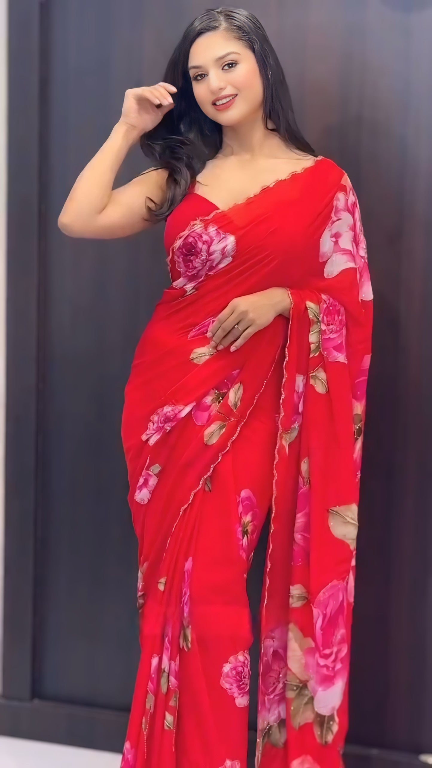 Red premium Ready-to-Wear Saree 436
