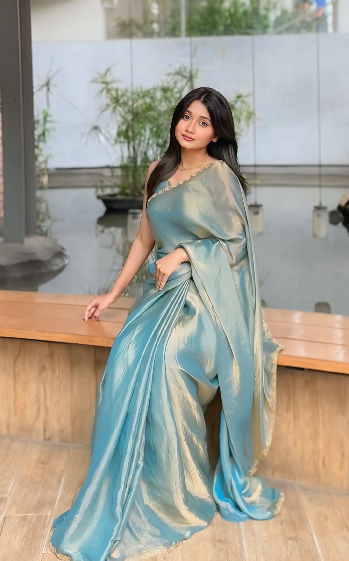 Blue Shaded Ready-to-Wear Saree 376