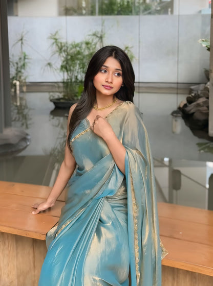 Blue Shaded Ready-to-Wear Saree 376