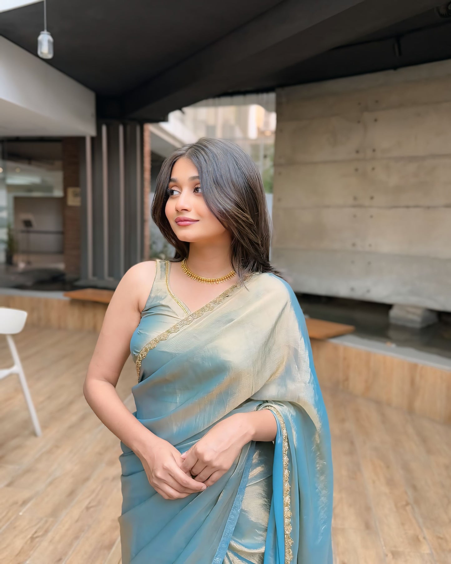 Blue Shaded Ready-to-Wear Saree 376