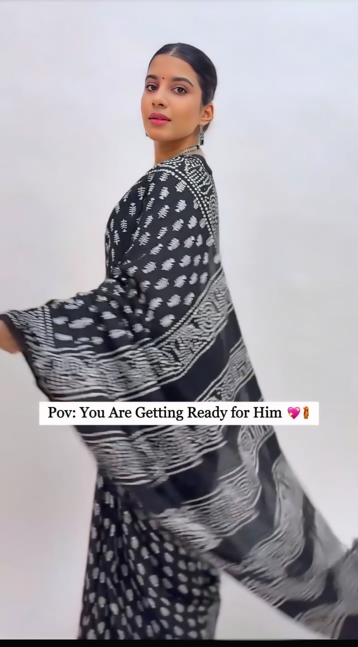 Black Cotton Ready-to-Wear Saree 455