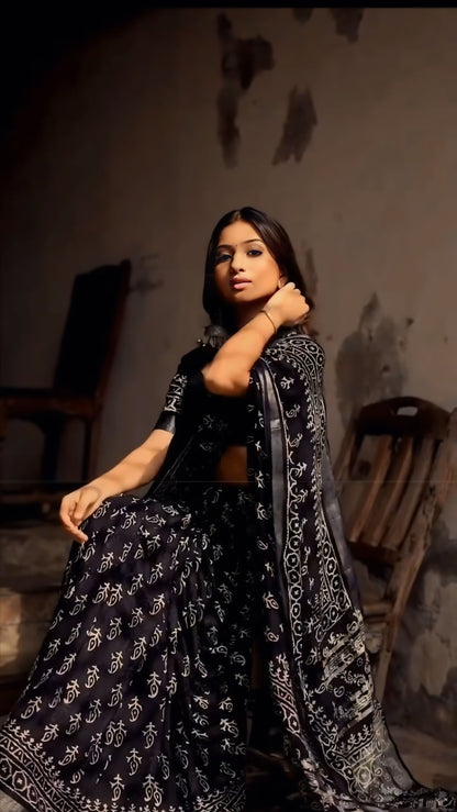 Black Cotton Ready-to-Wear Saree  468