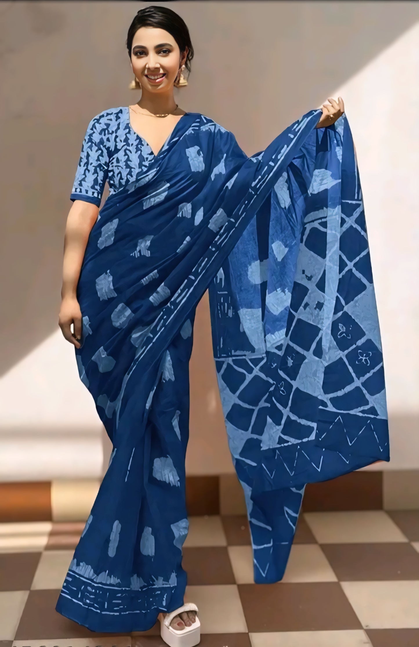Blue Cotton Ready-to-Wear Saree 469