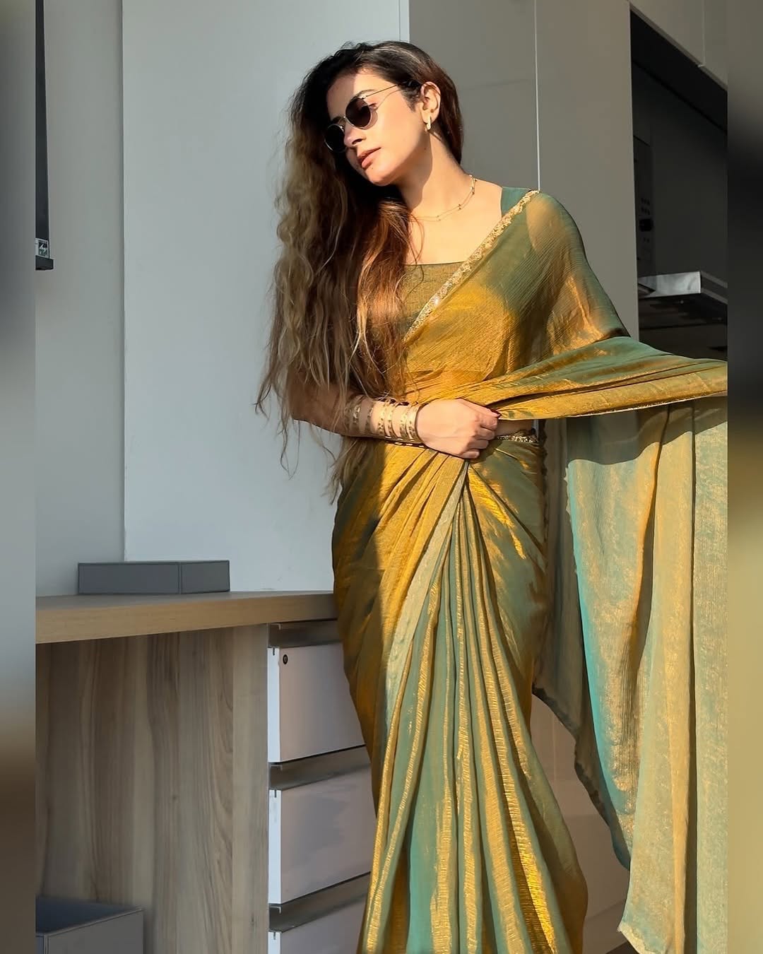 Golden Shaded Ready-to-Wear Saree 376