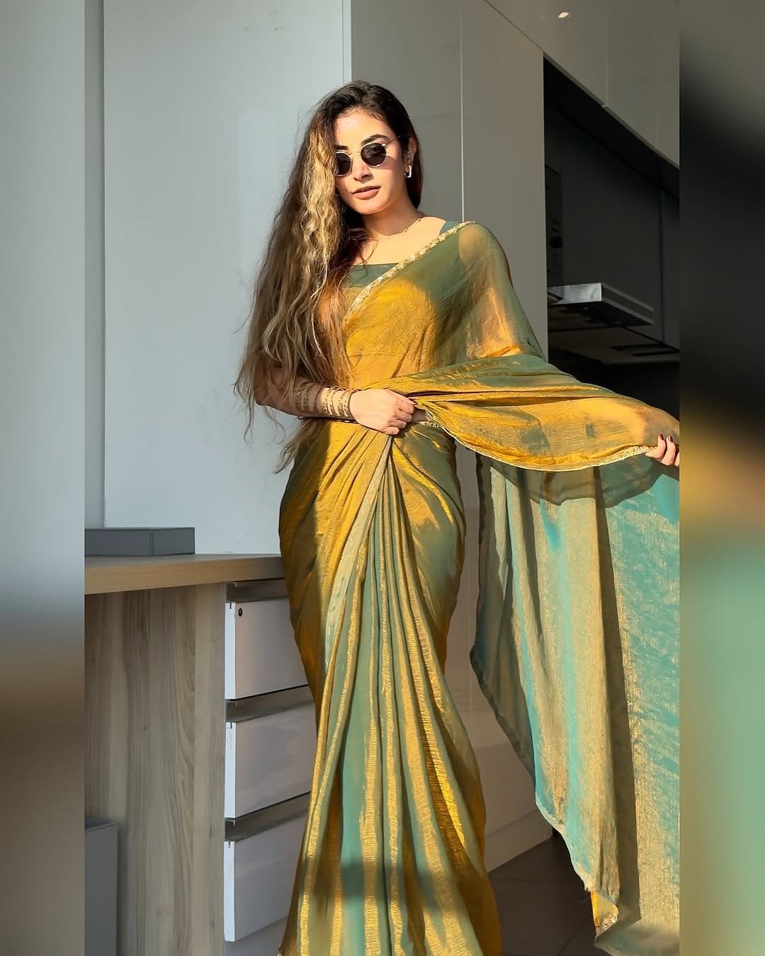 Golden Shaded Ready-to-Wear Saree 376