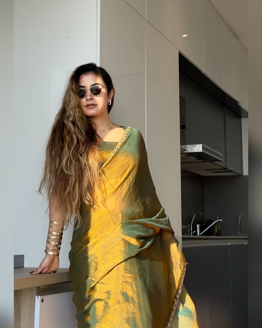 Golden Shaded Ready-to-Wear Saree 376