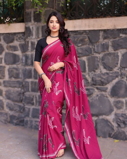 Red Cotton Ready-to-Wear Saree 457