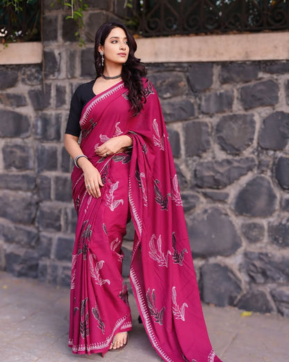 Red Cotton Ready-to-Wear Saree 457