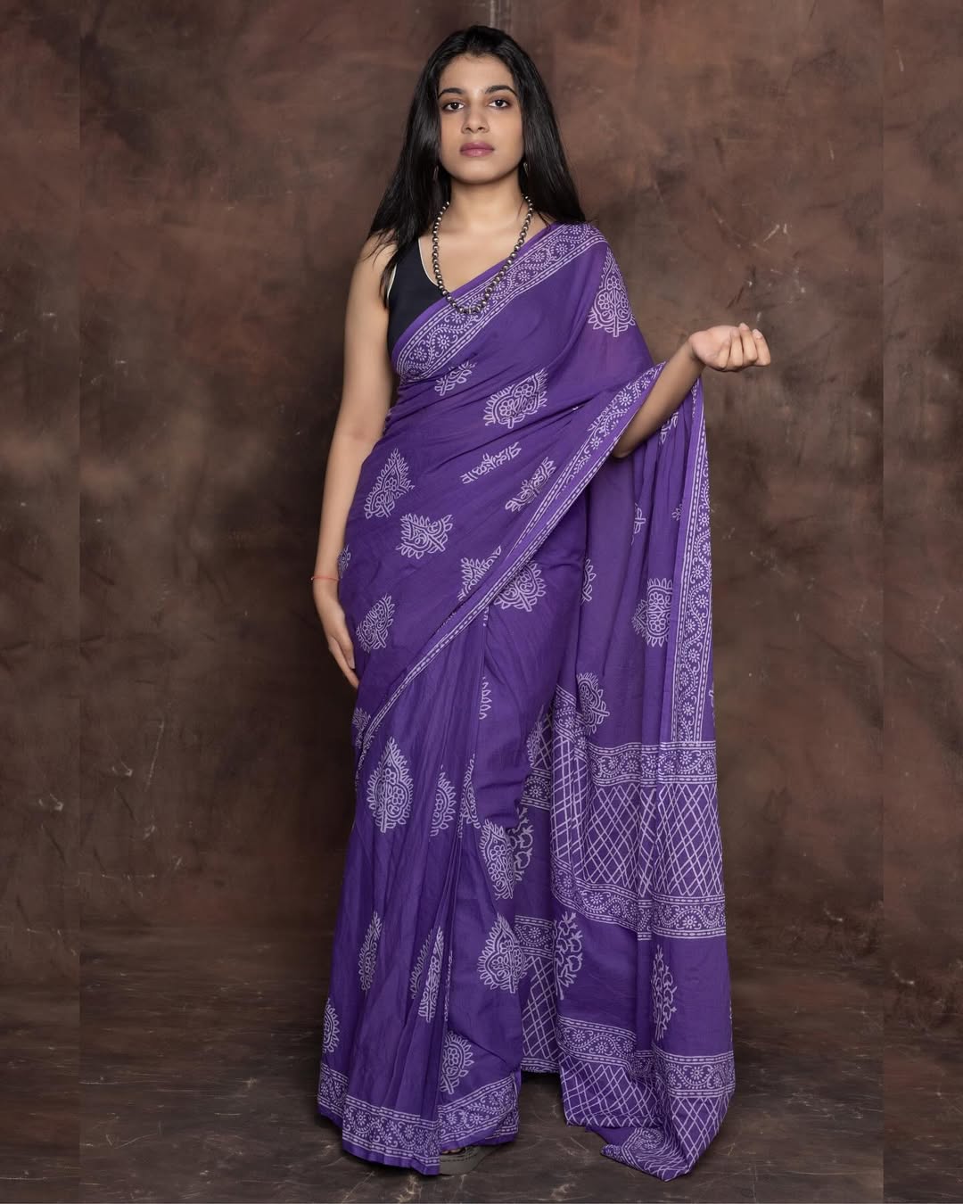 Purple Cotton Ready-to-Wear Saree with Pocket 458