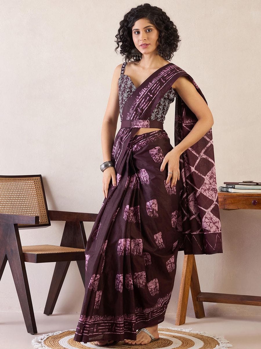Maroon Cotton Ready-to-Wear Saree 469