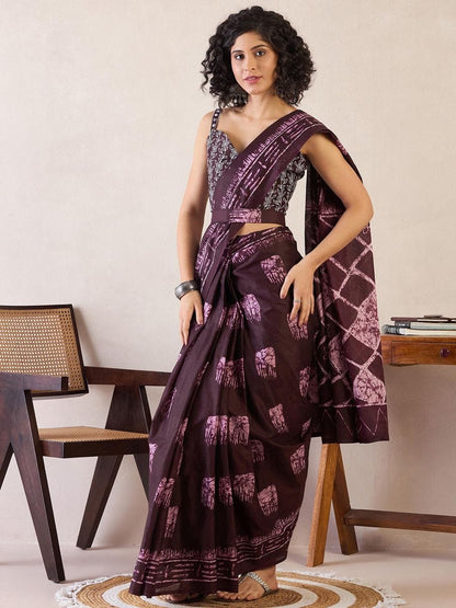 Maroon Cotton Ready-to-Wear Saree 469