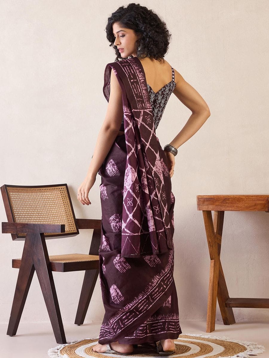 Maroon Cotton Ready-to-Wear Saree 469