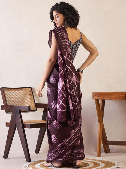 Maroon Cotton Ready-to-Wear Saree 469