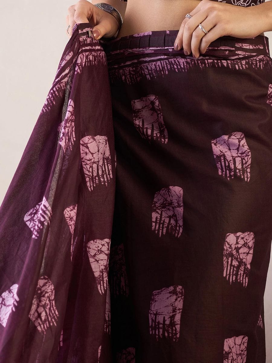 Maroon Cotton Ready-to-Wear Saree 469