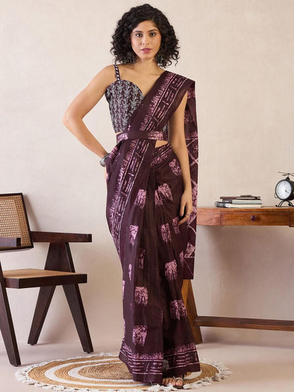 Maroon Cotton Ready-to-Wear Saree 469