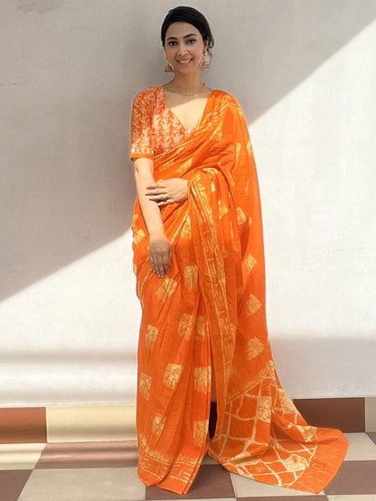 Orange Cotton Ready-to-Wear Saree 469