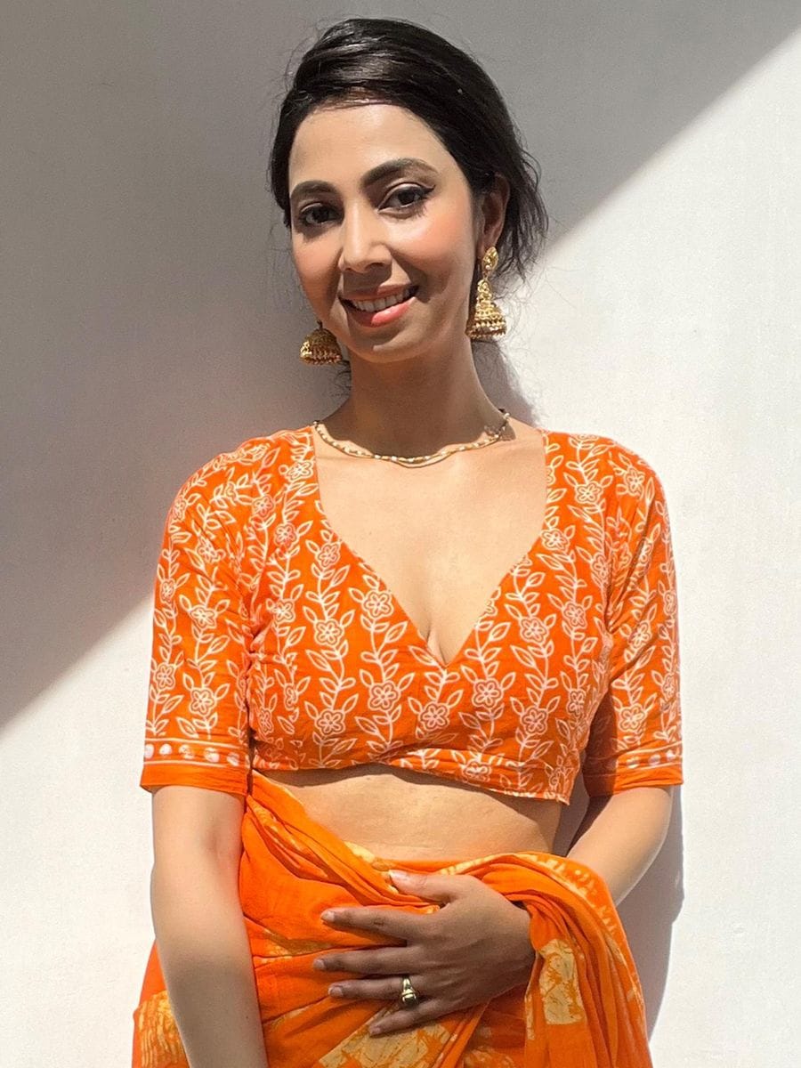 Orange Cotton Ready-to-Wear Saree 469