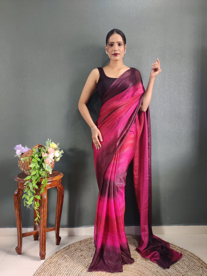 Wine Red Printed Ready-to-Wear Saree 346