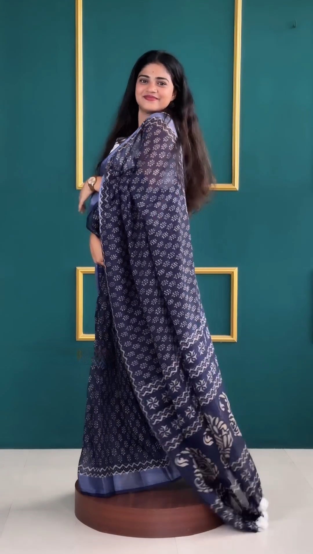 Blue Cotton Ready-to-Wear Saree 335