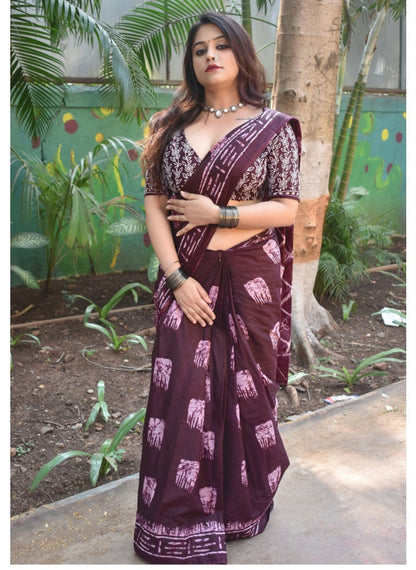 Maroon Cotton Ready-to-Wear Saree 469