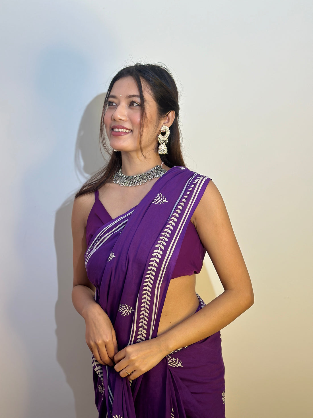 Purple Cotton Ready-to-Wear Saree 453