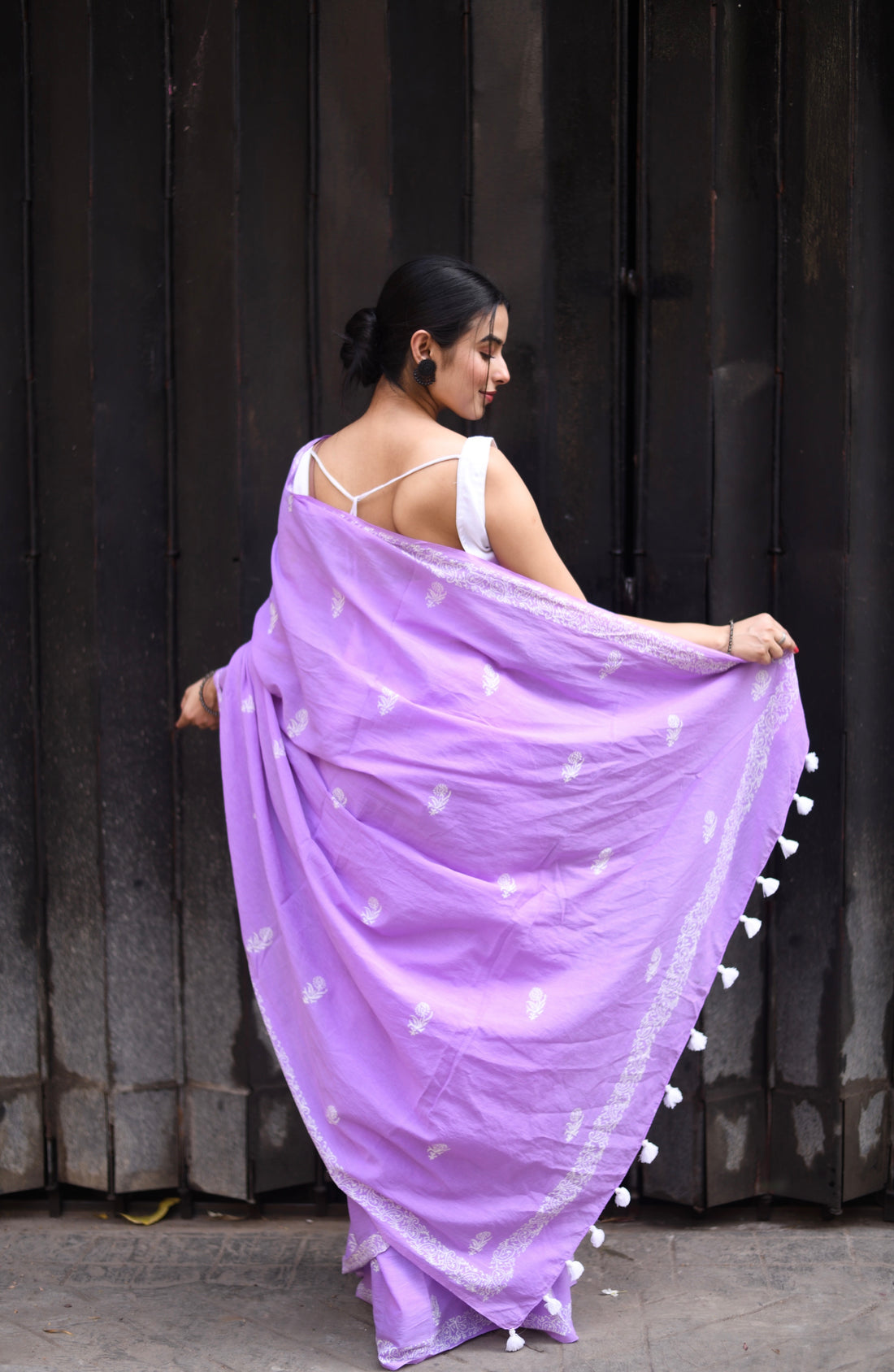 Purple Cotton Ready-to-Wear Saree 450