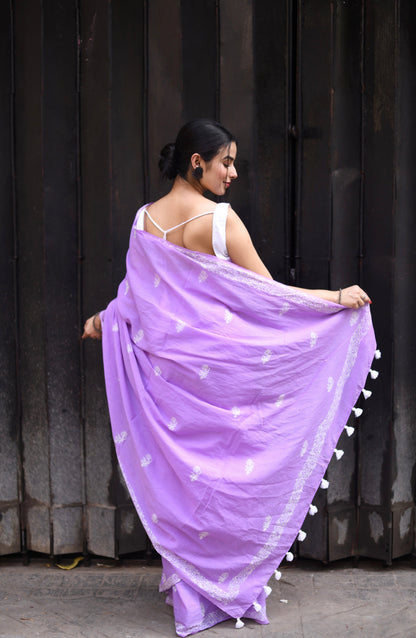 Purple Cotton Ready-to-Wear Saree 450