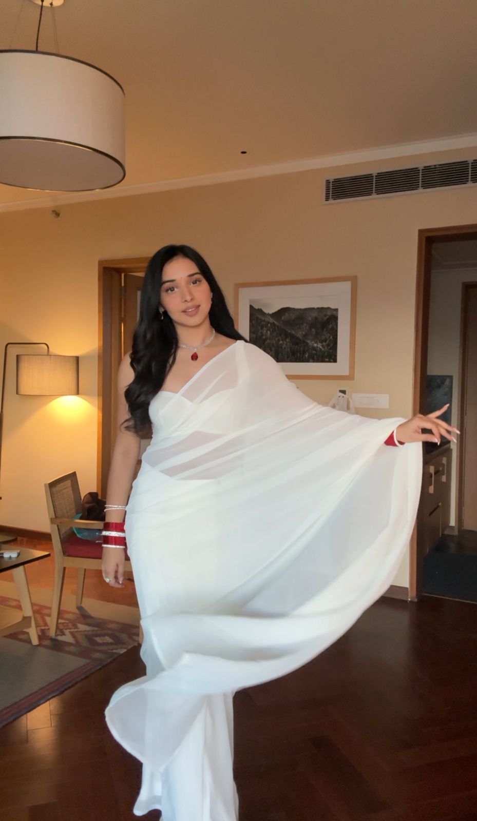 White plain Ready-to-Wear Saree 248