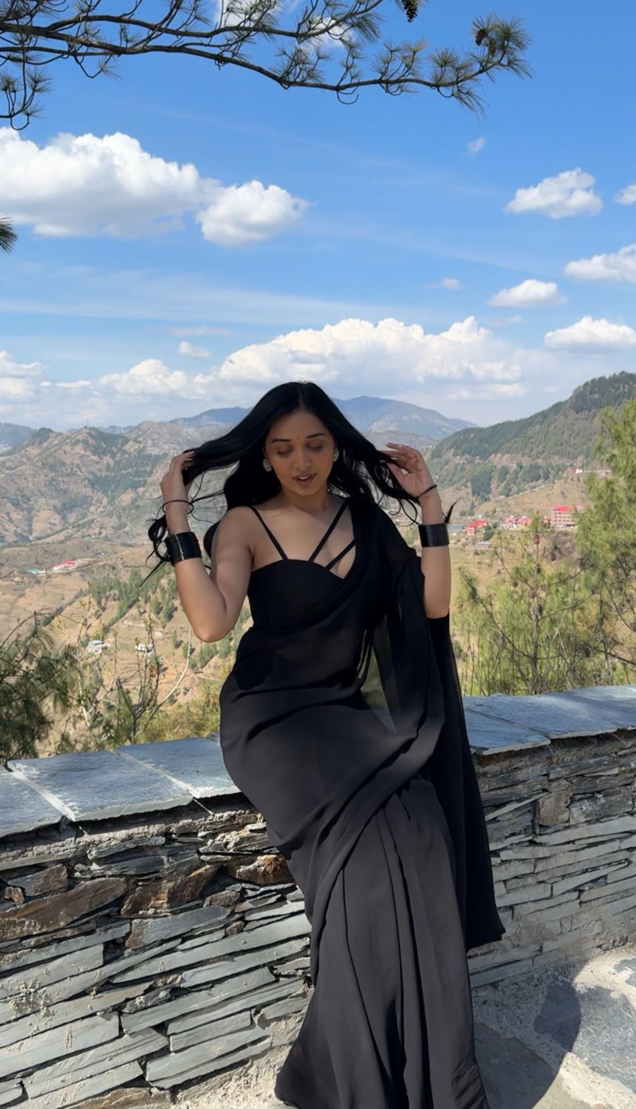 Black plain Ready-to-Wear Saree 248