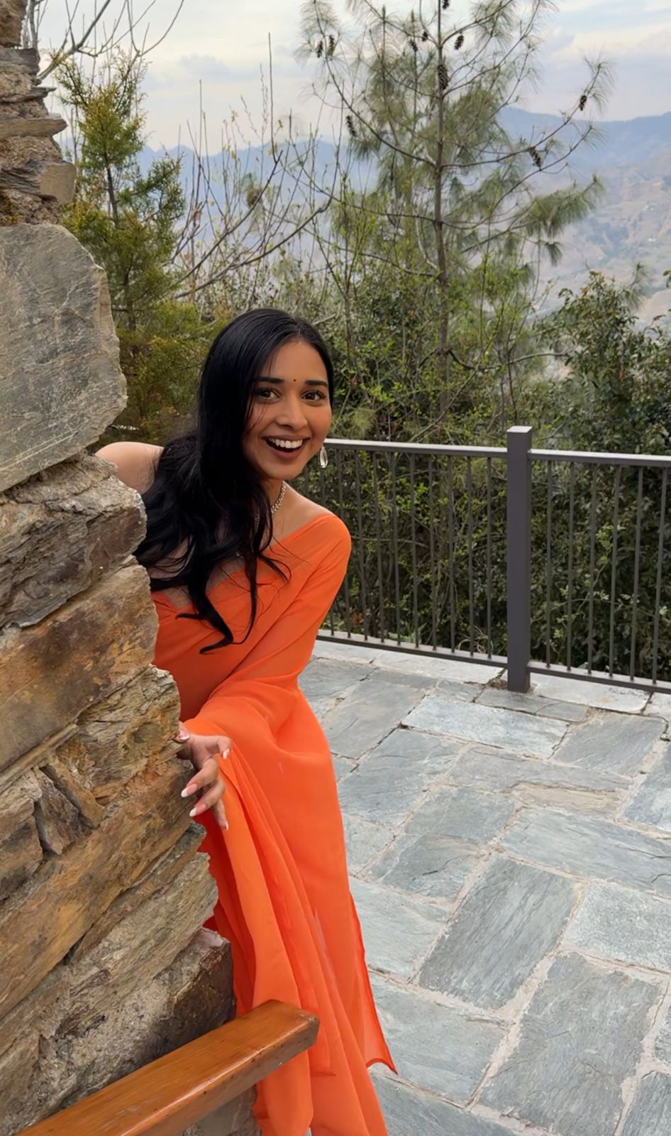 Orange plain Ready-to-Wear Saree 248