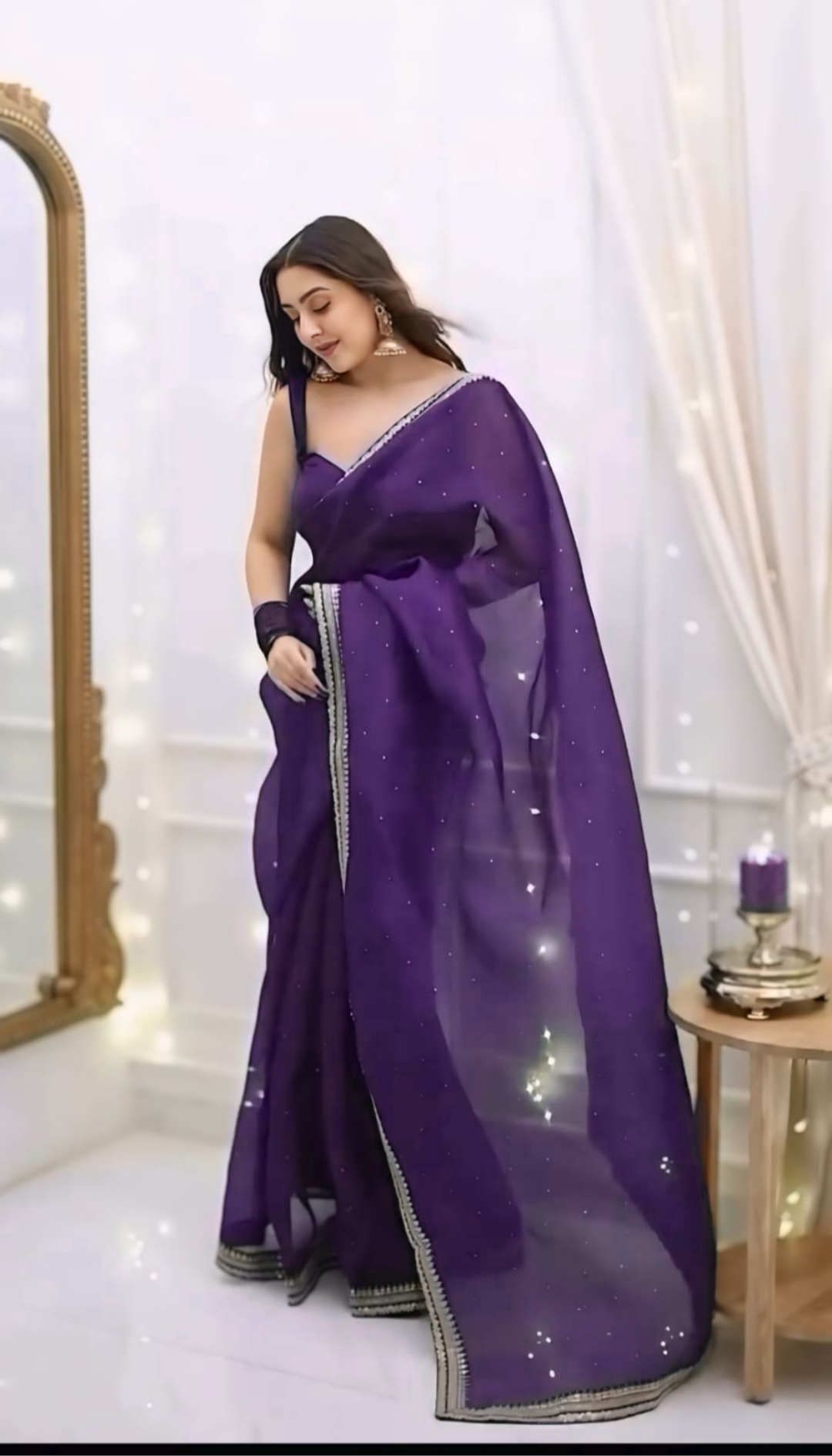 Purple Net Ready-to-Wear Saree 385