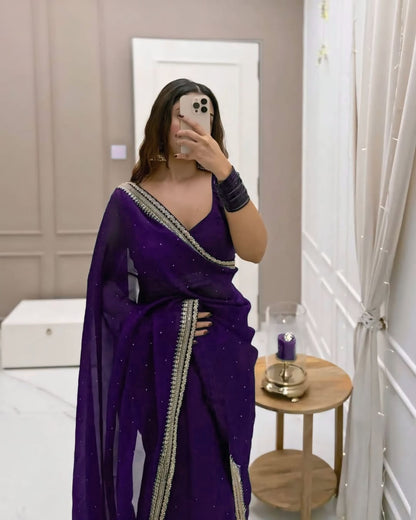 Purple Net Ready-to-Wear Saree 385