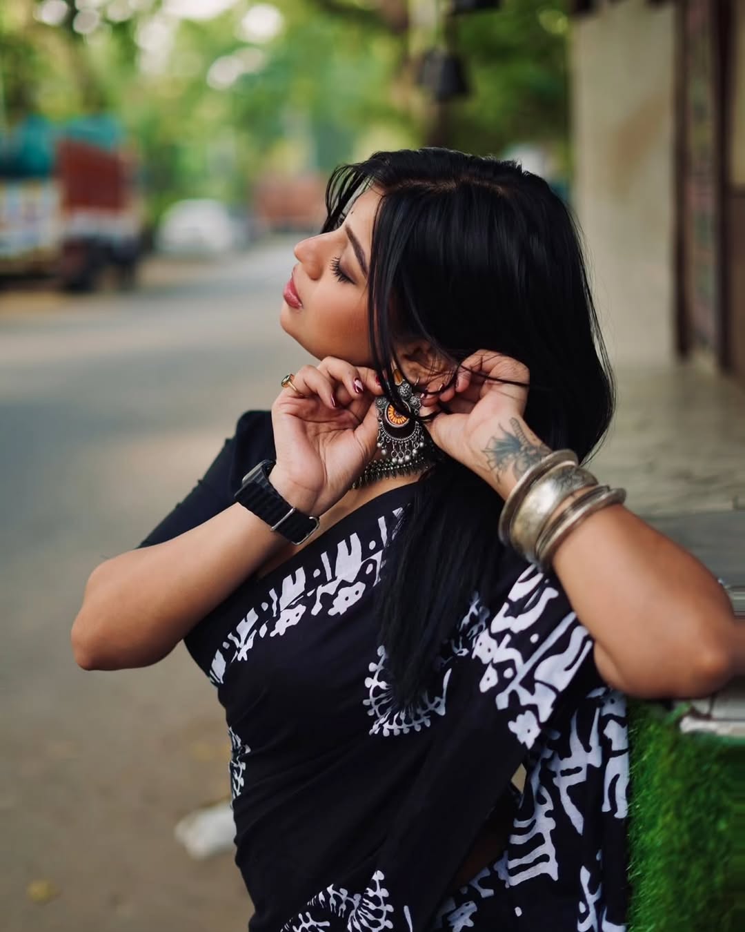 Black Cotton Ready-to-Wear Saree 403