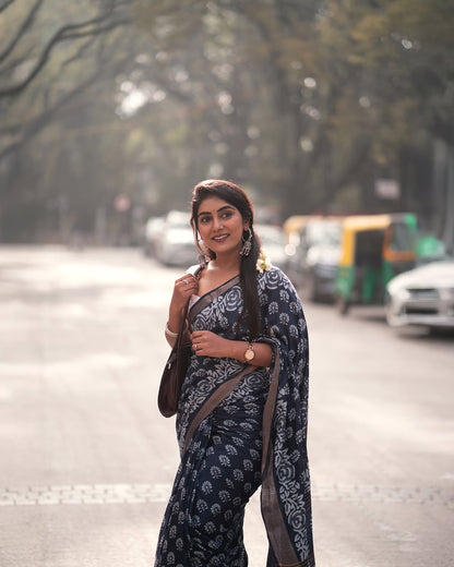 Blue Cotton Ready-to-Wear Saree 400