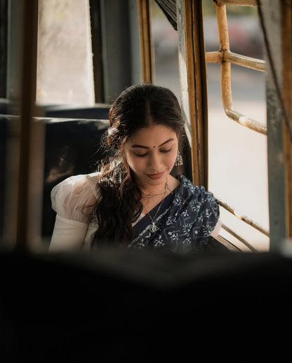 Blue Cotton Ready-to-Wear Saree 399