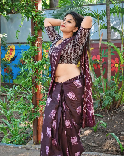 Brown Cotton Ready-to-Wear Saree 469