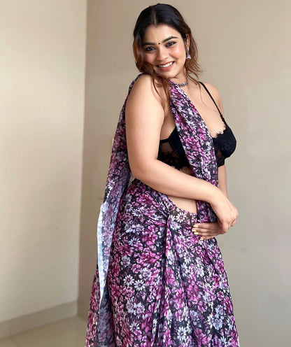 Multicolor Floral Printed Ready-to-Wear Saree 276