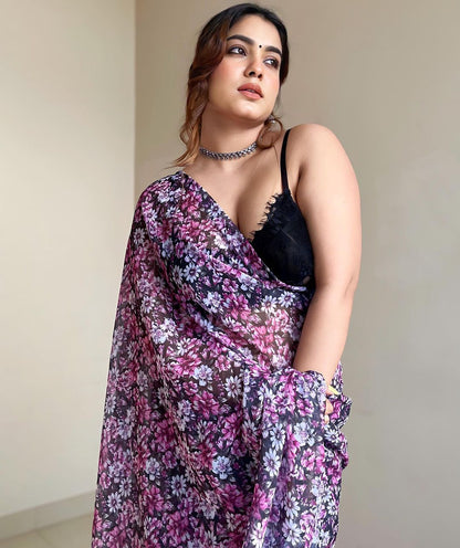 Multicolor Floral Printed Ready-to-Wear Saree 276
