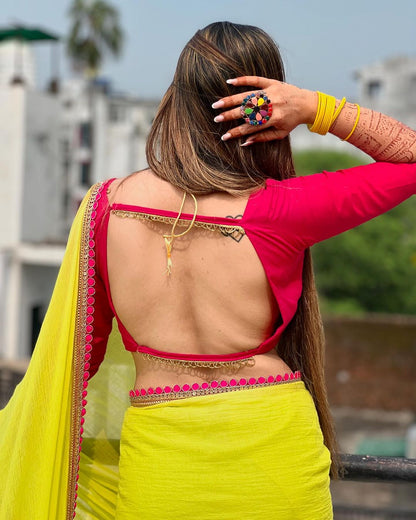 Yellow Premium Ready-to-Wear Saree 345