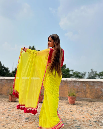 Yellow Premium Ready-to-Wear Saree 345