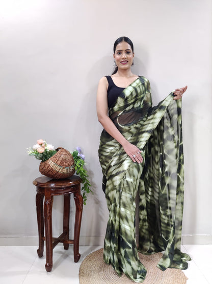 Green Printed Ready-to-Wear Saree 174