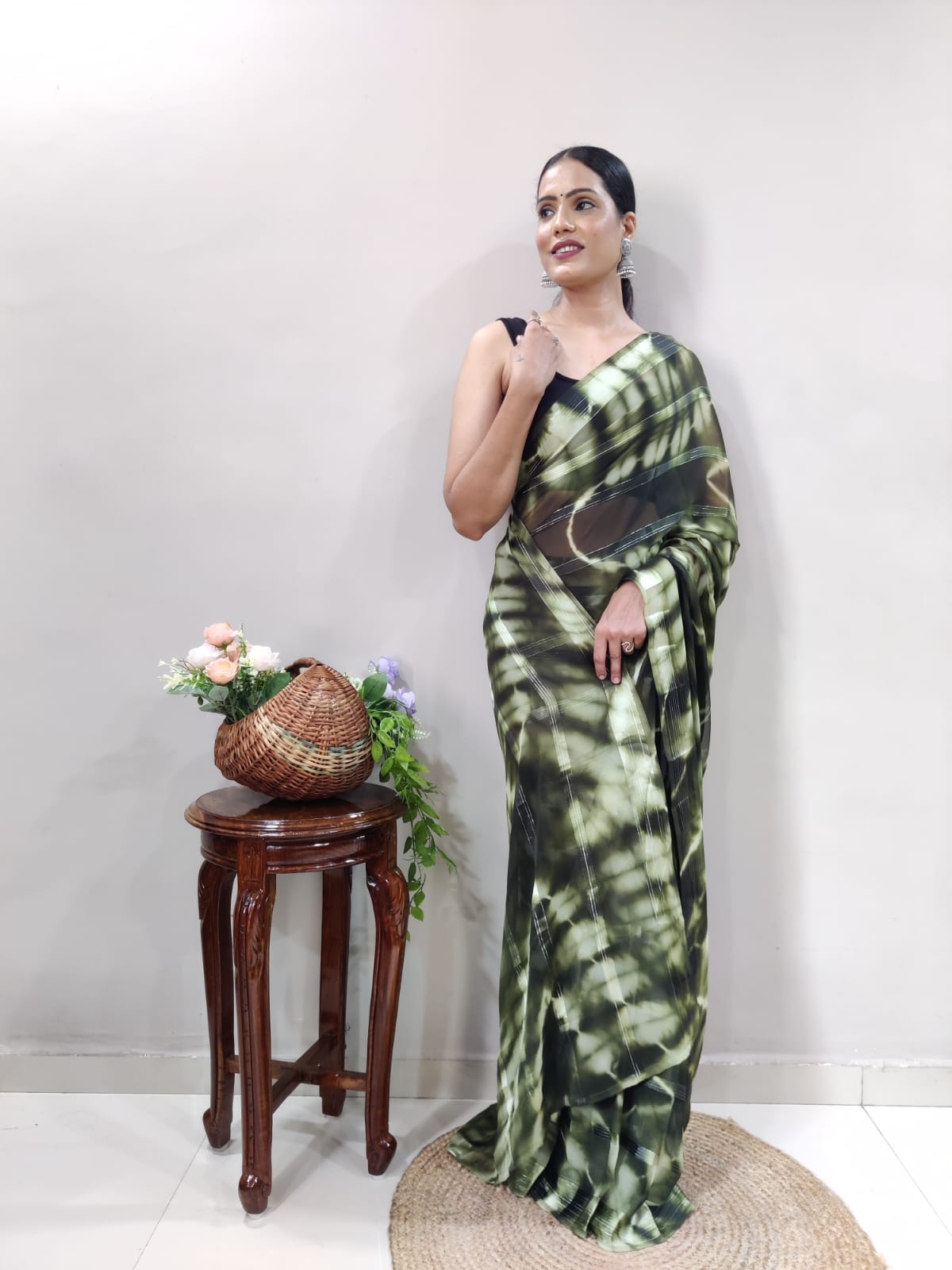 Green Printed Ready-to-Wear Saree 174