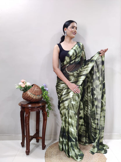Green Printed Ready-to-Wear Saree 174
