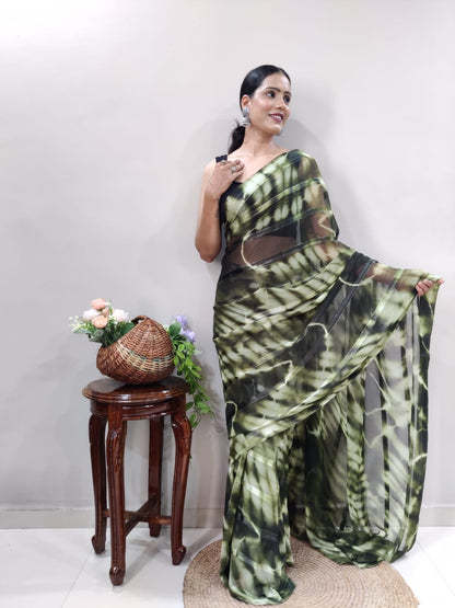 Green Printed Ready-to-Wear Saree 174